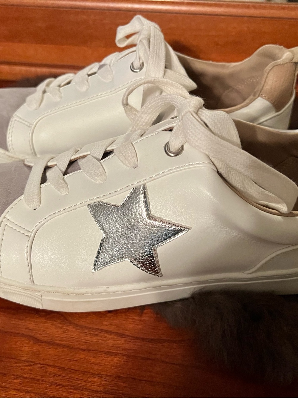Maurices White Sneakers with Silver Star Accent
